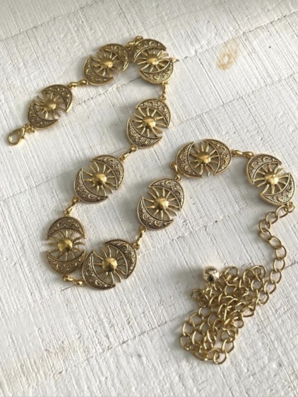 Gold Concho Chunky Sun Moon Chain waist Belt XS to XL Medallion boho Celestial - Picture 14 of 14